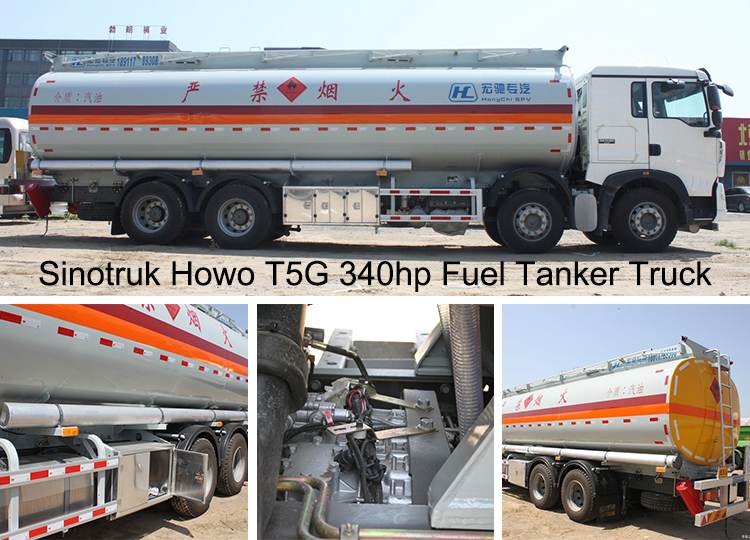 Sinotruk Howo T5G 340hp Used Fuel Tanker Truck 8x4 for Sale in Mozambique