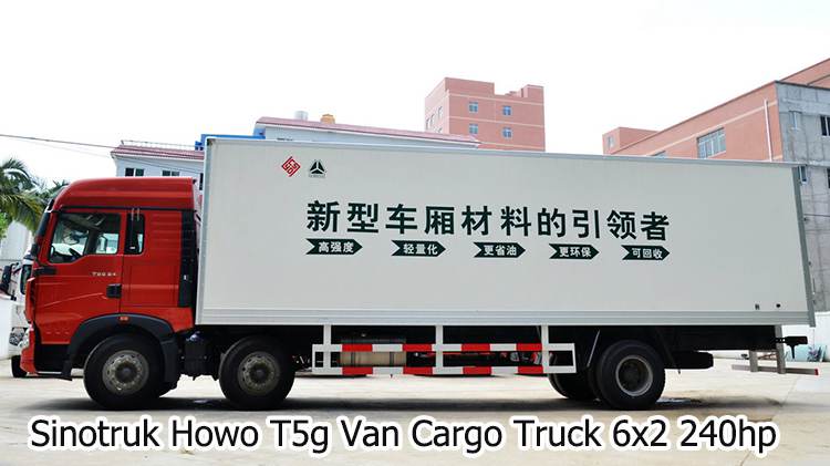 Second Hand Sinotruk Howo T5g Van Cargo Truck 6x2 for Sale in Gambia